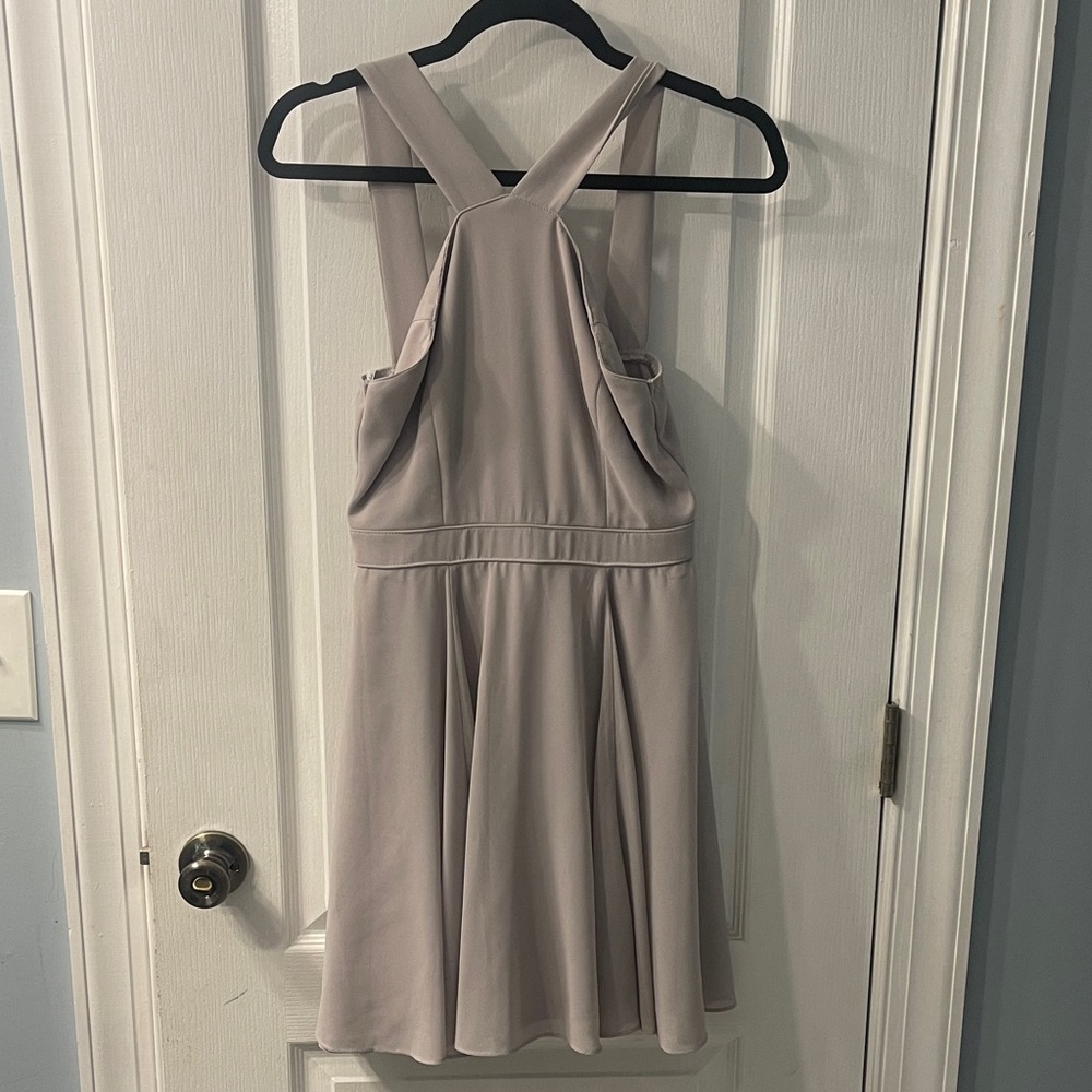Lulus Women's Light Gray Crossback Skater Dress